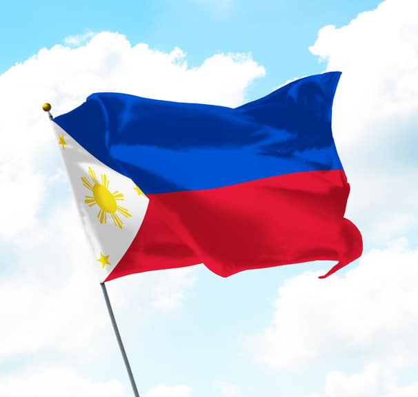 Flag of Philippines Raised Up in The Sky